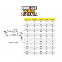 Guide des tailles t-shirt My Hero Academia